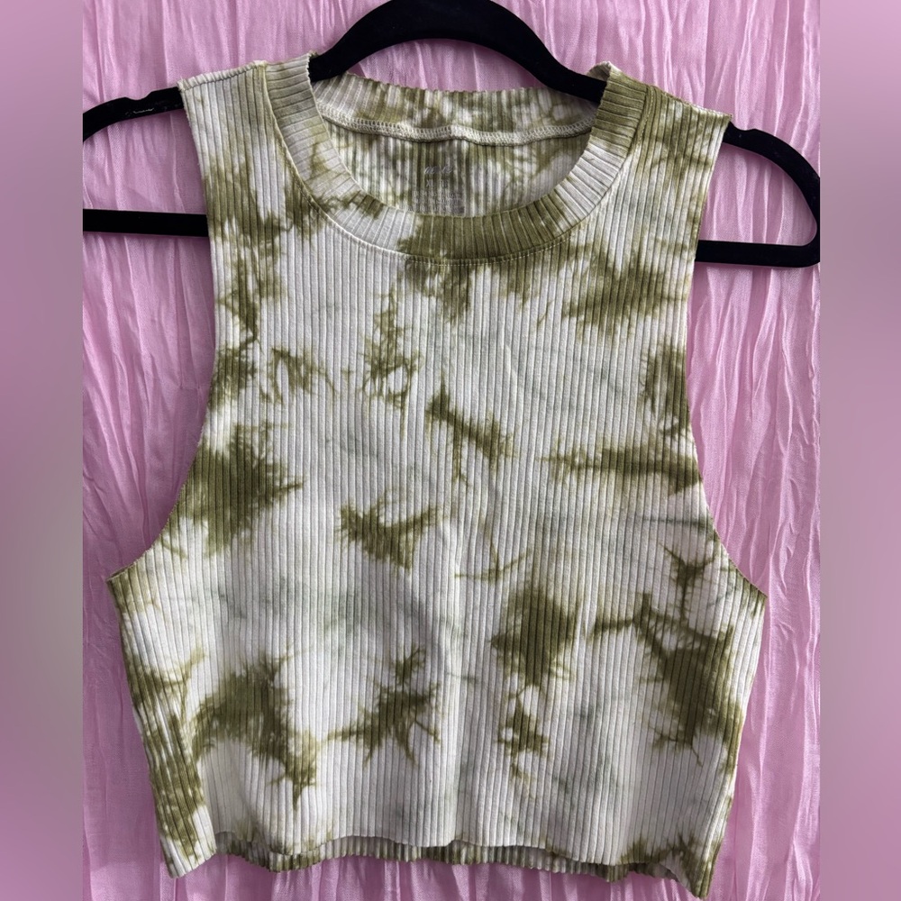 Aerie Green Tie-Dye Ribbed Tank Top